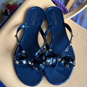 Valentino Black Jelly Rockstud Sandals